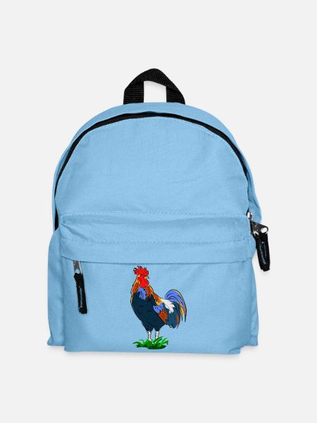 Farbenfroher Hahn im Cartoon-Stil - Kinder Rucksack - Hellblau