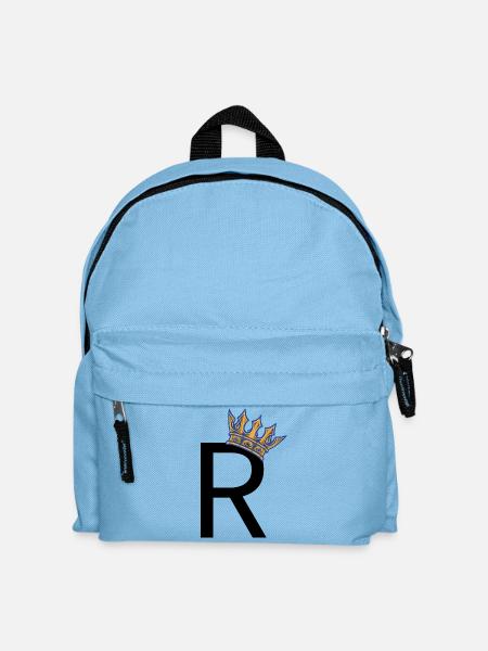 R mit Krone – Royal Typo Design - Kinder Rucksack - Hellblau