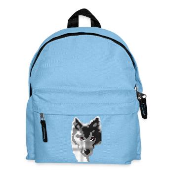 Grauer Wolf in Form eines Pixel Classic T-Shirts - Kinder Rucksack - Hellblau - Vorne