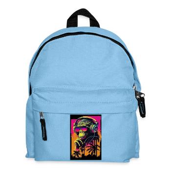 Synthwave retro monkey avec lunettes de soleil et musique - Sac à dos Enfant - bleu clair - Devant