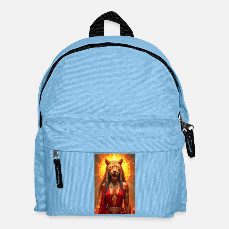 Sekhmet, löwenköpfige Kriegsgöttin, stehend - Kinder Rucksack - Hellblau