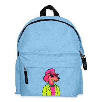 Neon Dackel Dame - Kinder Rucksack - Hellblau - Vorne