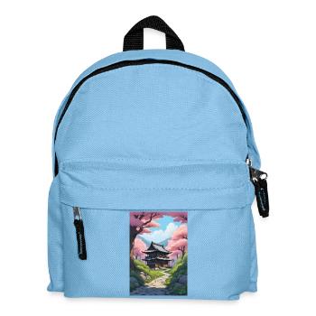 Temple japonais parmi les cerisiers en fleurs - Sac à dos Enfant - bleu clair - Devant