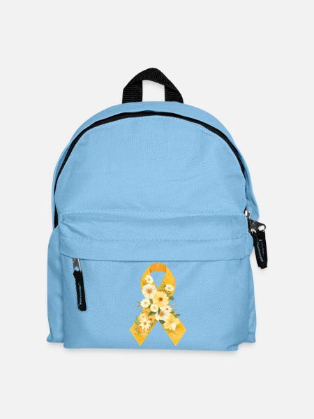 Endometriosis Yellow Ribbon with Flowers Design - Kids' Backpack - light blue