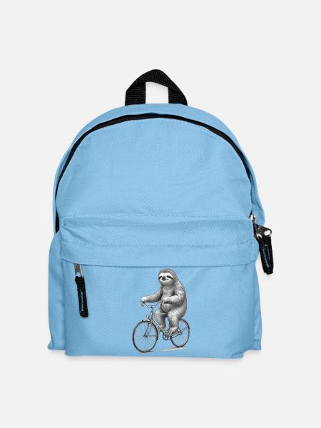 Sloth Cyclist Retro-Illustration - Kinder Rucksack - Hellblau
