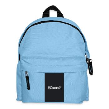 Where? – Zeitloses Design Poster - Kinder Rucksack - Hellblau - Vorne