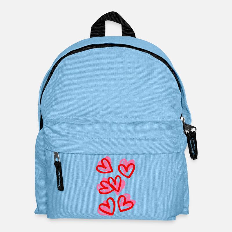Small Heart Doodle Design - Kids' Backpack - light blue