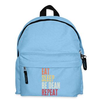 Essen, schlafen, Dean sein, Retro-Name wiederholen. - Kinder Rucksack - Hellblau - Vorne