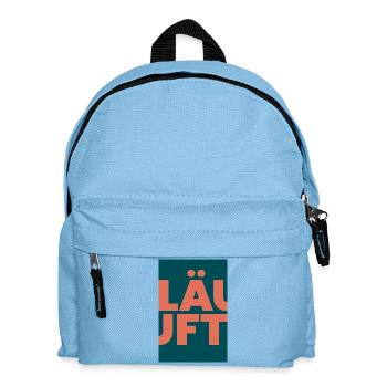 Läuft bei dir- Große Typo in Koralle auf Teal - Kinder Rucksack - Hellblau - Vorne