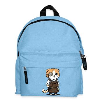 Scottish Fold Steampunk Monocle Inventor Cat - Kids' Backpack - light blue - Front
