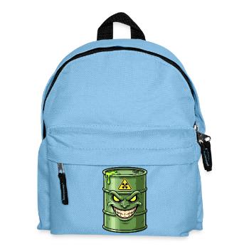 Grüne Barrel mit grimmigem Grinsen - Kinder Rucksack - Hellblau - Vorne
