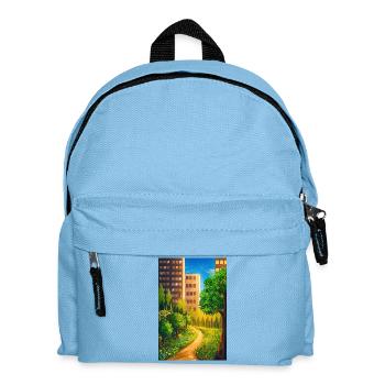 Green route between skyscrapers - Kids' Backpack - light blue - Front