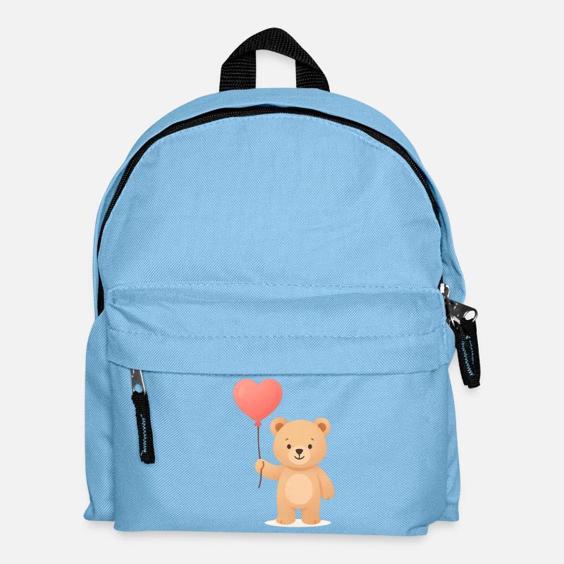 Tender Bear with Heart Balloon - Kids' Backpack - light blue