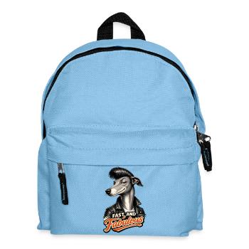Windhund mit Pompadour - Kinder Rucksack - Hellblau - Vorne