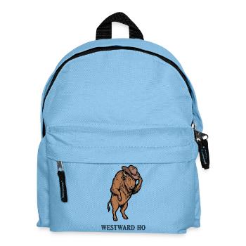 Westwärts gerichteter Bison mit Cowboyhut - Kinder Rucksack - Hellblau - Vorne