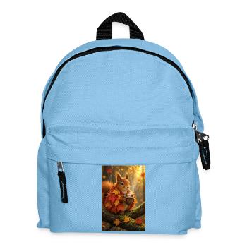 Herbstfreund Eichhörnchen mit Becher - Kinder Rucksack - Hellblau - Vorne