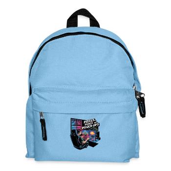 Pixels, Peace & Power-Ups – Gaming Setup - Kids' Backpack - light blue - Front