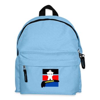 Langeoog mit Wasserturm, Fahne & Umriss - Kinder Rucksack - Hellblau - Vorne