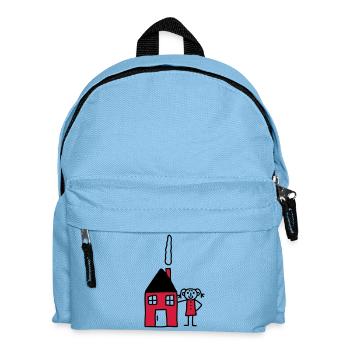 Frau am Haus - V2 - Kinder Rucksack - Hellblau - Vorne
