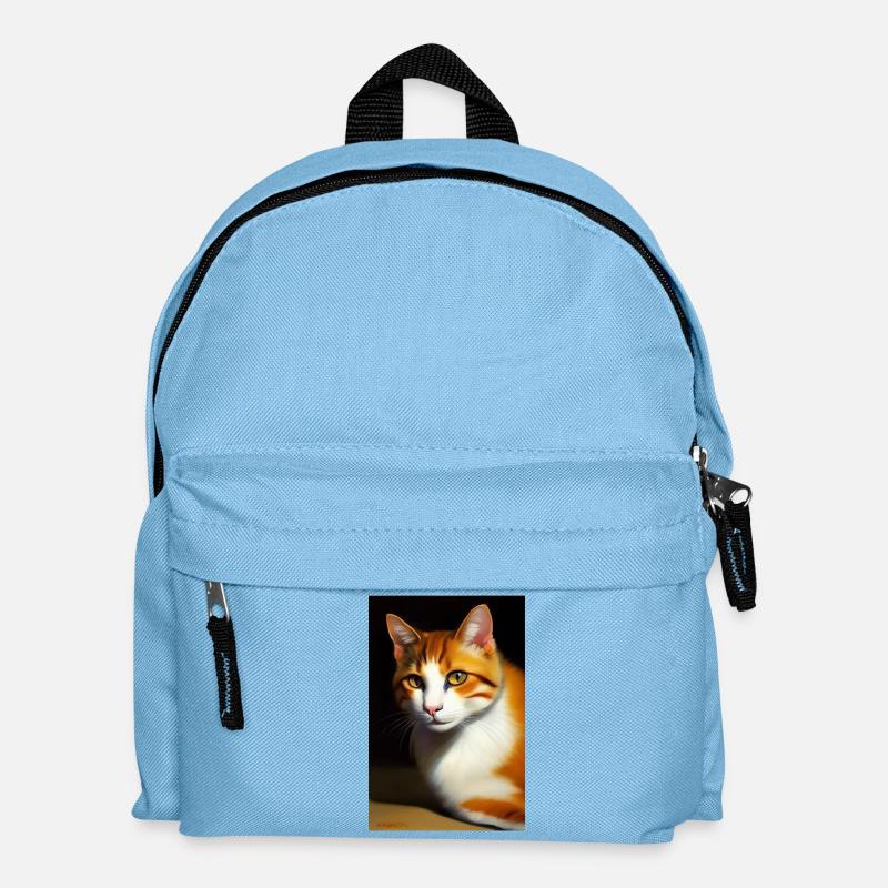 Katzen Bild - Kinder Rucksack - Hellblau
