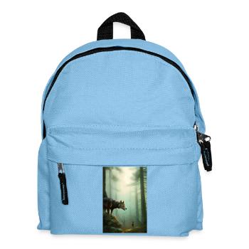 Wolf im Wald - Kinder Rucksack - Hellblau - Vorne