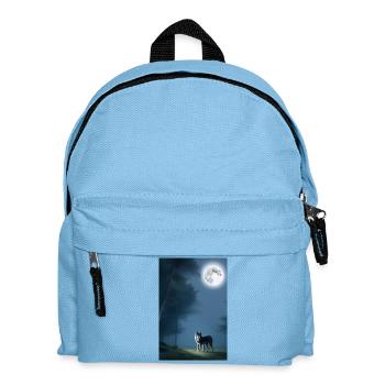 Wolf und Mond - Kinder Rucksack - Hellblau - Vorne