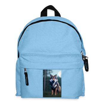 Wolf and Moon - Kids' Backpack - light blue - Front