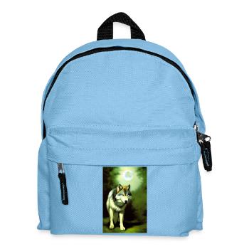 Wolf und Mond - Kinder Rucksack - Hellblau - Vorne