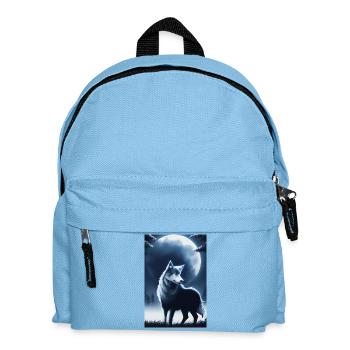 Wolf und Mond - Kinder Rucksack - Hellblau - Vorne