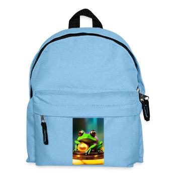 Frosch mit Gold Kugel - Kinder Rucksack - Hellblau - Vorne