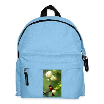 Oiseau sur branche avec fleurs - Sac à dos Enfant - bleu clair - Devant