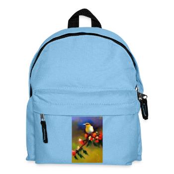 Vogel auf Ast mit bunten Blüten - Kinder Rucksack - Hellblau - Vorne
