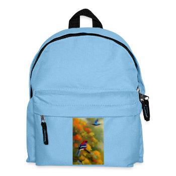Vogel auf Ast - Kinder Rucksack - Hellblau - Vorne
