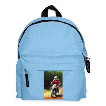 Motocross Fahren - Kinder Rucksack - Hellblau - Vorne