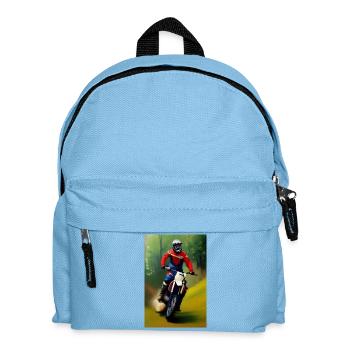 Motocross Fahren - Kinder Rucksack - Hellblau - Vorne
