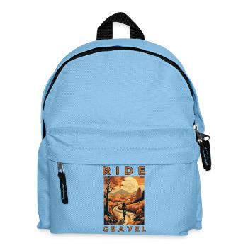 Ride Gravel Retro-style, riding a gravel bike - Kids' Backpack - light blue - Front