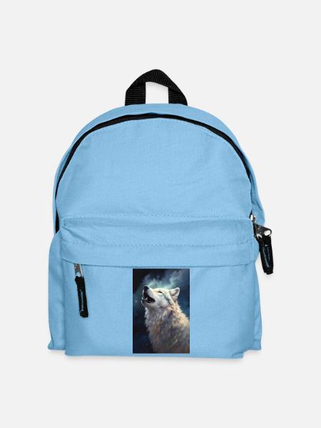 Heulender weißer Wolf - Kinder Rucksack - Hellblau