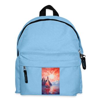 Maritime Landschaft im geometrischen Stil - Kinder Rucksack - Hellblau - Vorne