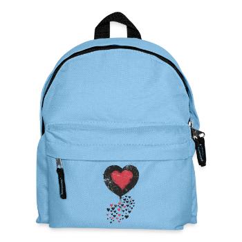 Ballon coeur avec coeur noir et rouge environnant - Sac à dos Enfant - bleu clair - Devant