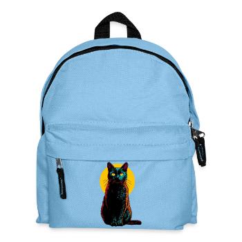 Urban Neon Cat (Bunte Pop-Art Katze) - Kinder Rucksack - Hellblau - Vorne