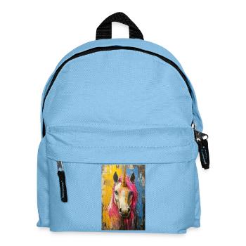 Farbiges Einhornporträt - Kinder Rucksack - Hellblau - Vorne