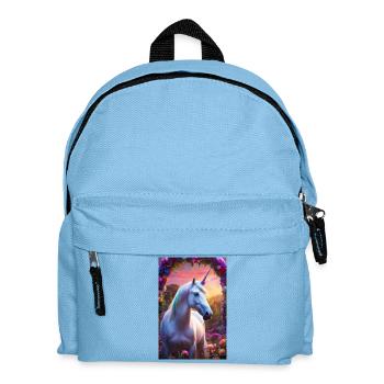 Pastell-Einhorn im Floral Arch - Kinder Rucksack - Hellblau - Vorne
