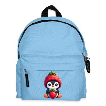 Süßer Cartoon Pinguin Erdbeere Fruchtig Spaß - Kinder Rucksack - Hellblau - Vorne