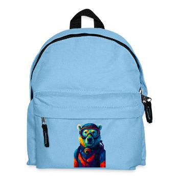 WPAP Style Animals - Polar Bear in Diving Suit Breathing Apparatus - Kids' Backpack - light blue - Front