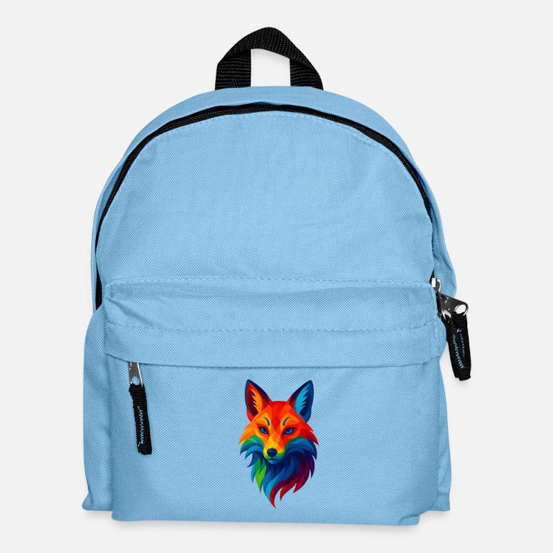 WPAP Stil Tiere - Kitsune Fuchsgeist - Kinder Rucksack - Hellblau