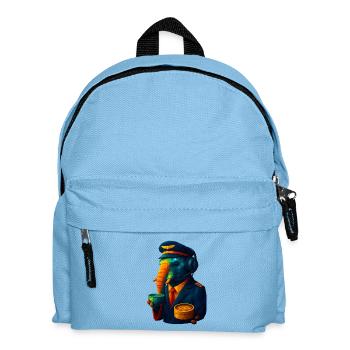 WPAP Style Animals - Elephant Flight Captain with Coffee - Kids' Backpack - light blue - Front