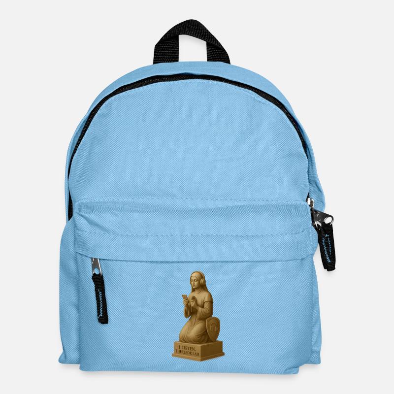 Meditative Listener Ghost Sculpture - Kids' Backpack - light blue