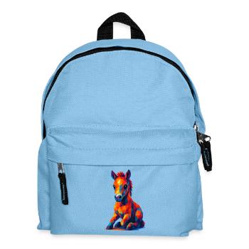 WPAP Polygon Kawaii Style Animaux Bébé Cheval Poulain - Sac à dos Enfant - bleu clair - Devant