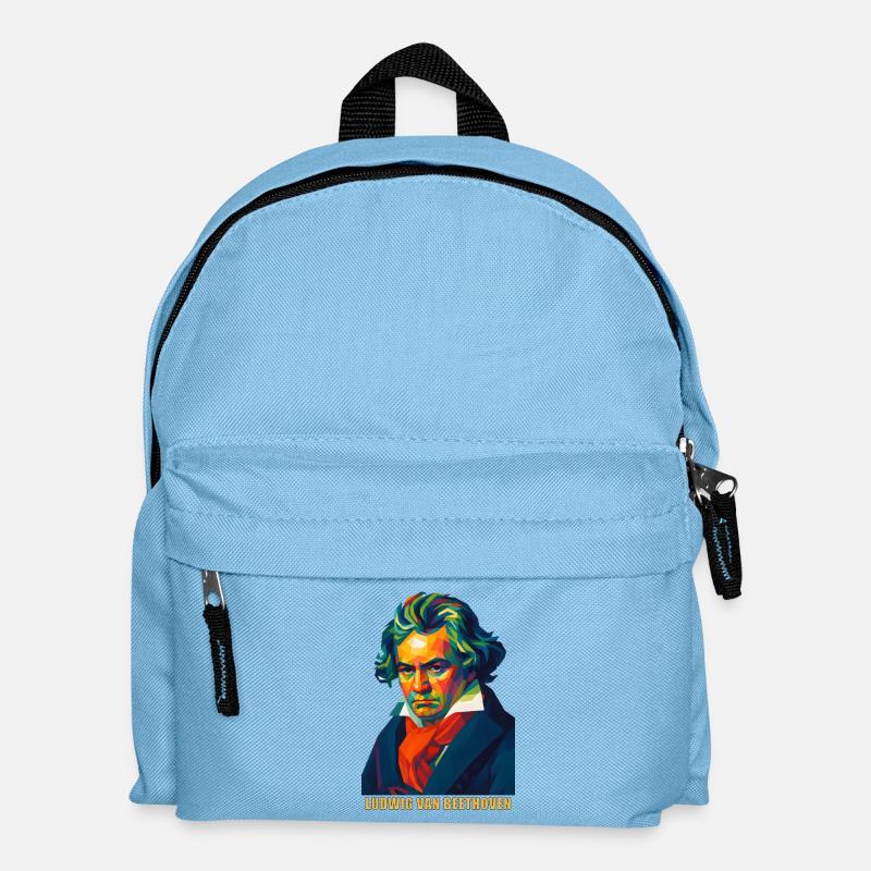 WPAP Polygon Portrait Ludwig van Beethoven - Kids' Backpack - light blue