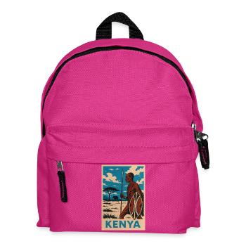 Kenya Maasai Warrior Nature Illustration - Kinder Rucksack - Fuchsia - Vorne